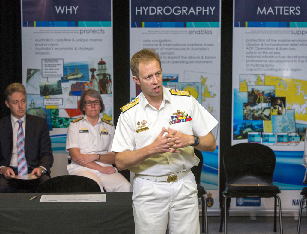 Chief of Navy, Vice Admiral Michael Noonan, AO, RAN, delivering his keynote speech to the delegates and invited guests of the Hydroscheme Industry Partnership Program